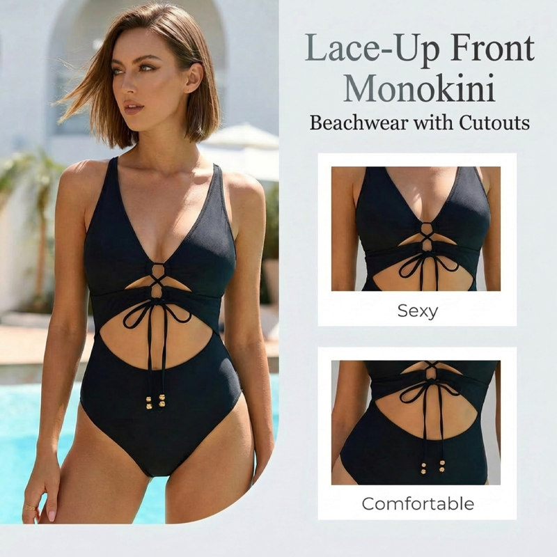 Monokini-Strandmode mit Schnürung vorne und Cut-outs 👙✨Zeig deinen Charme