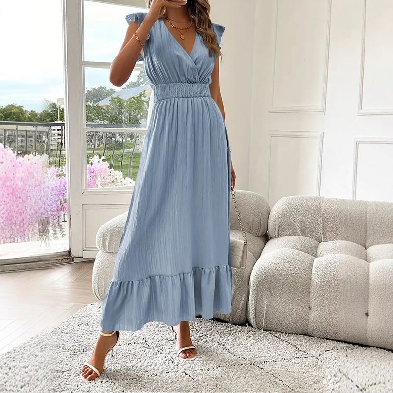 🐰🌸 OSTER-SPECIAL: -50% AUF DAS MAXIKLEID! ✨ V-Ausschnitt, Rüschen & taillierte Passform für pure Eleganz 👗