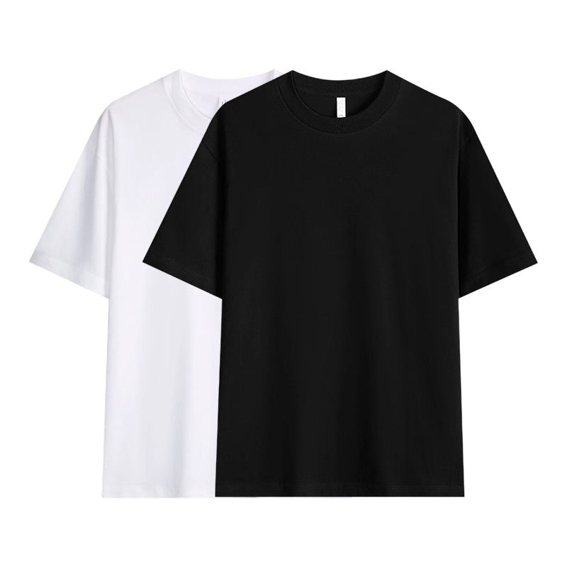 Einfarbiges T-Shirt für Herren mit überschnittenen Schultern