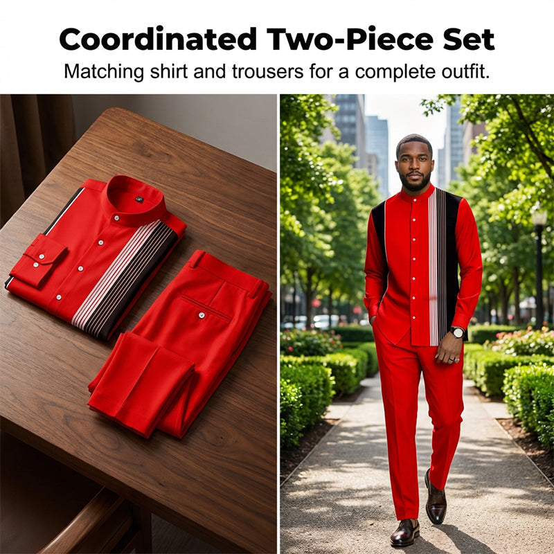 Gluschwein - 👔 60% RABATT! 🔥 Gestreiftes Herrenhemd & Hose 2-teiliges Set – Stilvoll, Bequem & Perfekt Für Einen Lässigen Look 👖
