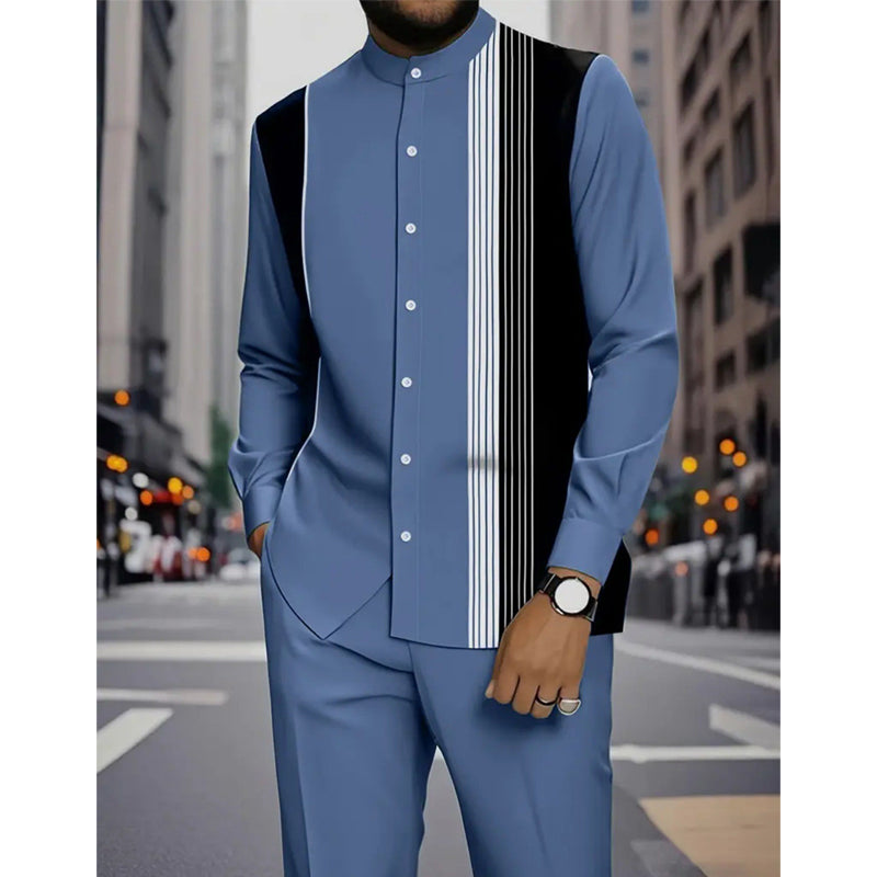 Gluschwein - 👔 60% RABATT! 🔥 Gestreiftes Herrenhemd & Hose 2-teiliges Set – Stilvoll, Bequem & Perfekt Für Einen Lässigen Look 👖
