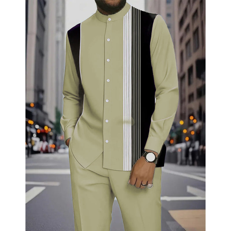 Gluschwein - 👔 60% RABATT! 🔥 Gestreiftes Herrenhemd & Hose 2-teiliges Set – Stilvoll, Bequem & Perfekt Für Einen Lässigen Look 👖