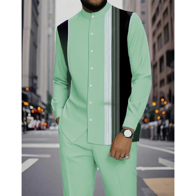Gluschwein - 👔 60% RABATT! 🔥 Gestreiftes Herrenhemd & Hose 2-teiliges Set – Stilvoll, Bequem & Perfekt Für Einen Lässigen Look 👖