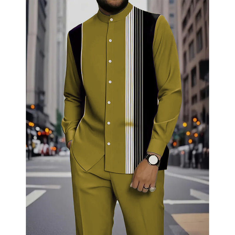 Gluschwein - 👔 60% RABATT! 🔥 Gestreiftes Herrenhemd & Hose 2-teiliges Set – Stilvoll, Bequem & Perfekt Für Einen Lässigen Look 👖
