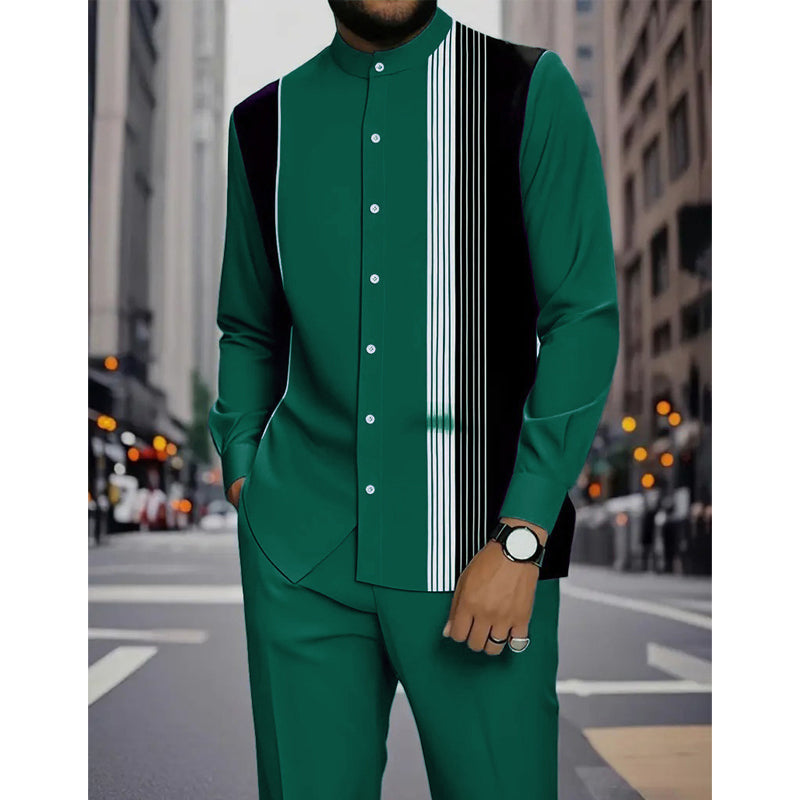 Gluschwein - 👔 60% RABATT! 🔥 Gestreiftes Herrenhemd & Hose 2-teiliges Set – Stilvoll, Bequem & Perfekt Für Einen Lässigen Look 👖