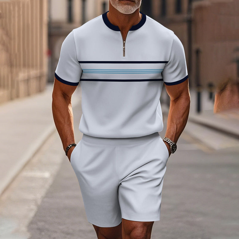 Gluschwein - 🔥50% RABATT🔥 Herren-Set: Hemd und Shorts mit Viertelreißverschluss