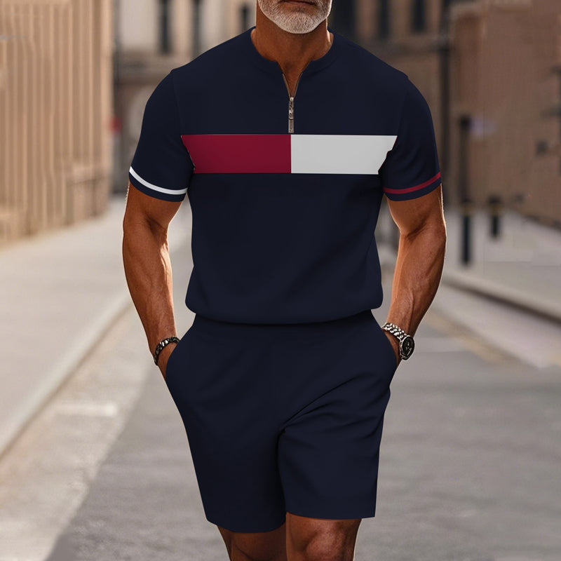 Gluschwein - 🔥50% RABATT🔥 Herren-Set: Hemd und Shorts mit Viertelreißverschluss