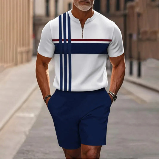 Gluschwein - 🔥50% RABATT🔥 Herren-Set: Hemd und Shorts mit Viertelreißverschluss
