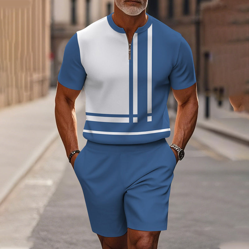Gluschwein - 🔥50% RABATT🔥 Herren-Set: Hemd und Shorts mit Viertelreißverschluss