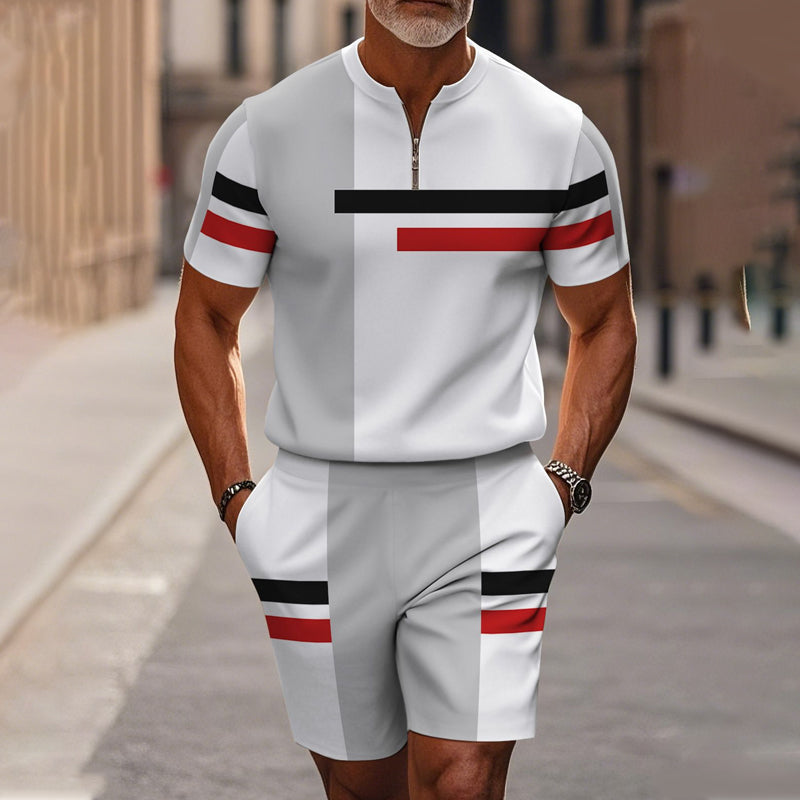 Gluschwein - 🔥50% RABATT🔥 Herren-Set: Hemd und Shorts mit Viertelreißverschluss
