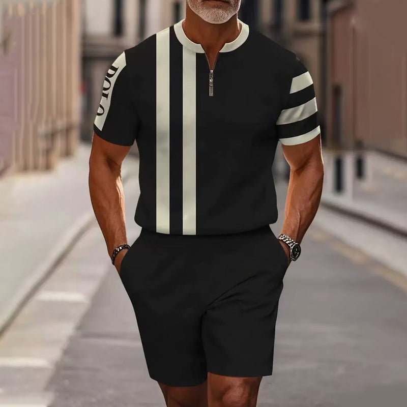 Gluschwein - 🔥50% RABATT🔥 Herren-Set: Hemd und Shorts mit Viertelreißverschluss