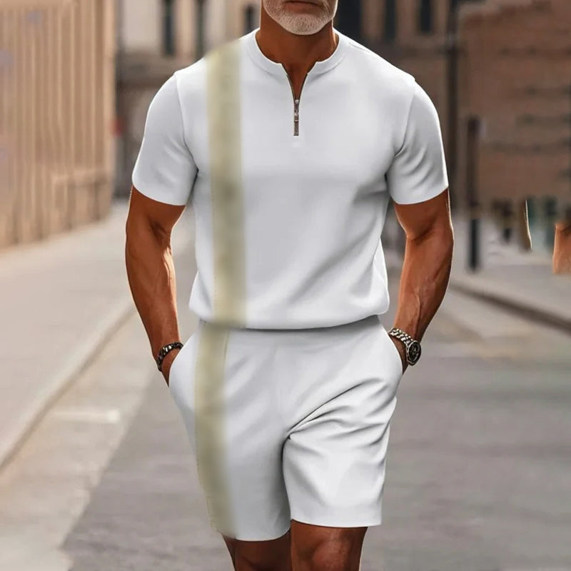 Gluschwein - 🔥50% RABATT🔥 Herren-Set: Hemd und Shorts mit Viertelreißverschluss
