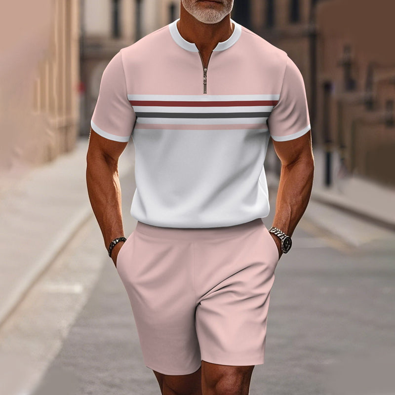 Gluschwein - 🔥50% RABATT🔥 Herren-Set: Hemd und Shorts mit Viertelreißverschluss