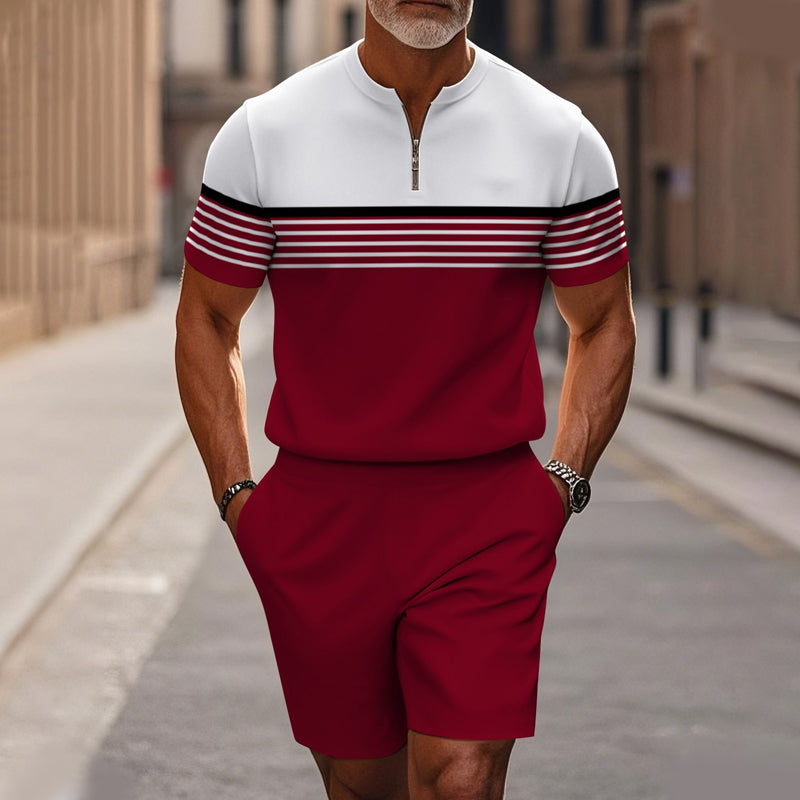 Gluschwein - 🔥50% RABATT🔥 Herren-Set: Hemd und Shorts mit Viertelreißverschluss