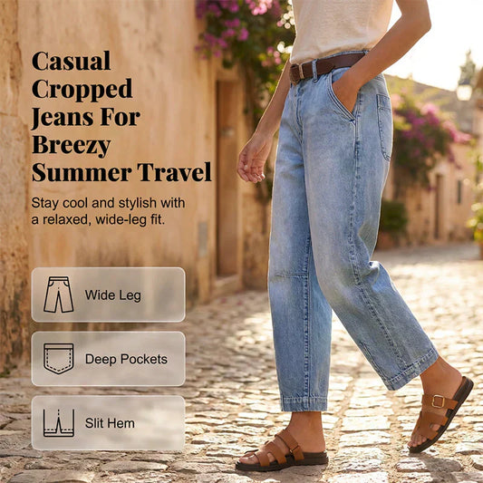 Gluschwein - 🌟 Weite Jeansshorts für Damen mit hoher Taille – Beinverlängernd & Vintage-Waschung – Lässige, verkürzte Hose – perfekt für den Sommer, den Strand oder einen freien Tag 👒