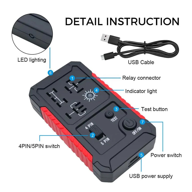 🔥Solange der Vorrat reicht 40 % Rabatt!🎉USB-C Kfz-Relaisprüfer für 4/5-polige Relais