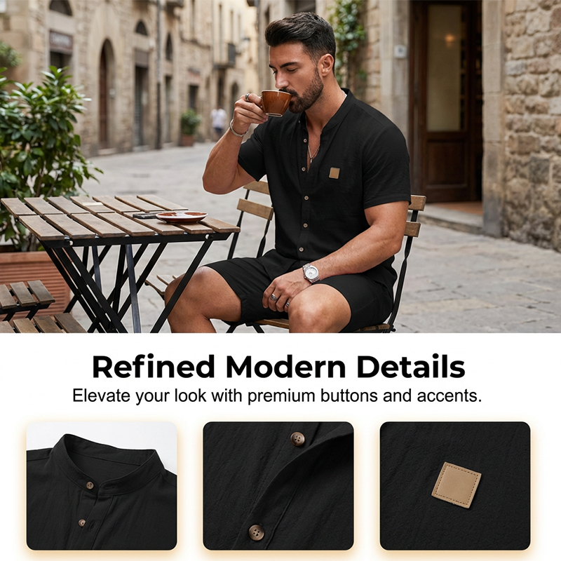 👔 LIMITIERTES ANGEBOT: 49% RABATT! ☀️ Stehkragen-Kurzarmhemd für Herren – Atmungsaktiv, Lockere Passform & Vielseitig ✨