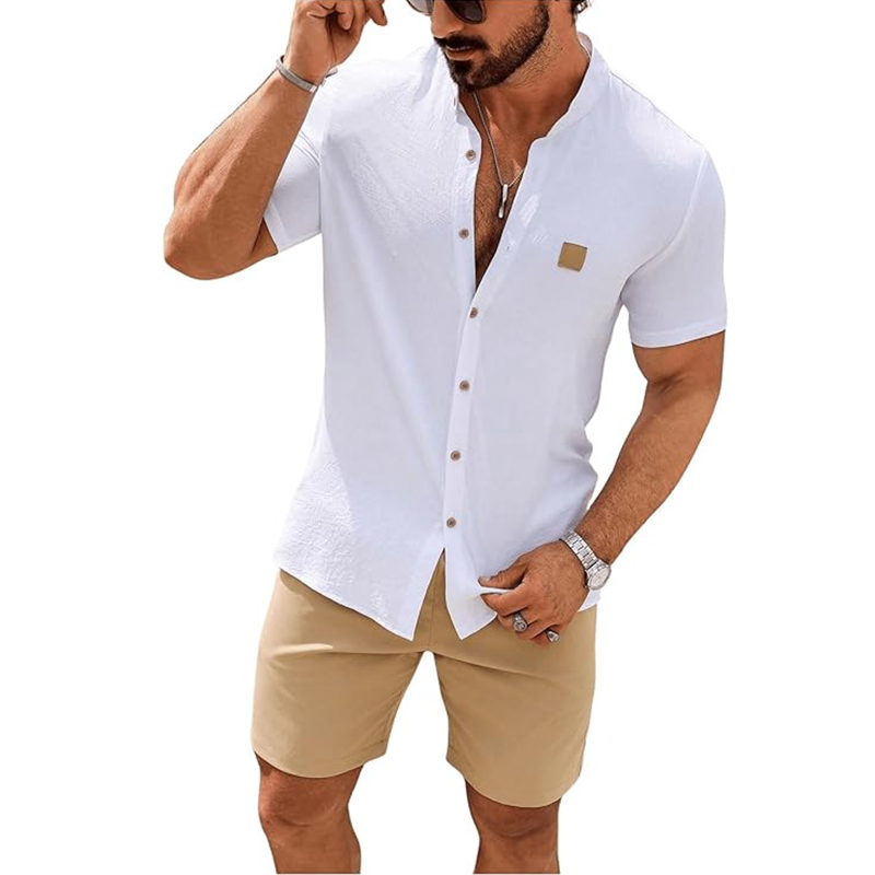 👔 LIMITIERTES ANGEBOT: 49% RABATT! ☀️ Stehkragen-Kurzarmhemd für Herren – Atmungsaktiv, Lockere Passform & Vielseitig ✨