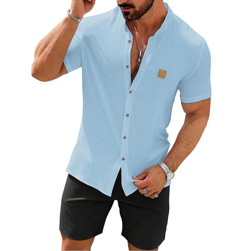 👔 LIMITIERTES ANGEBOT: 49% RABATT! ☀️ Stehkragen-Kurzarmhemd für Herren – Atmungsaktiv, Lockere Passform & Vielseitig ✨