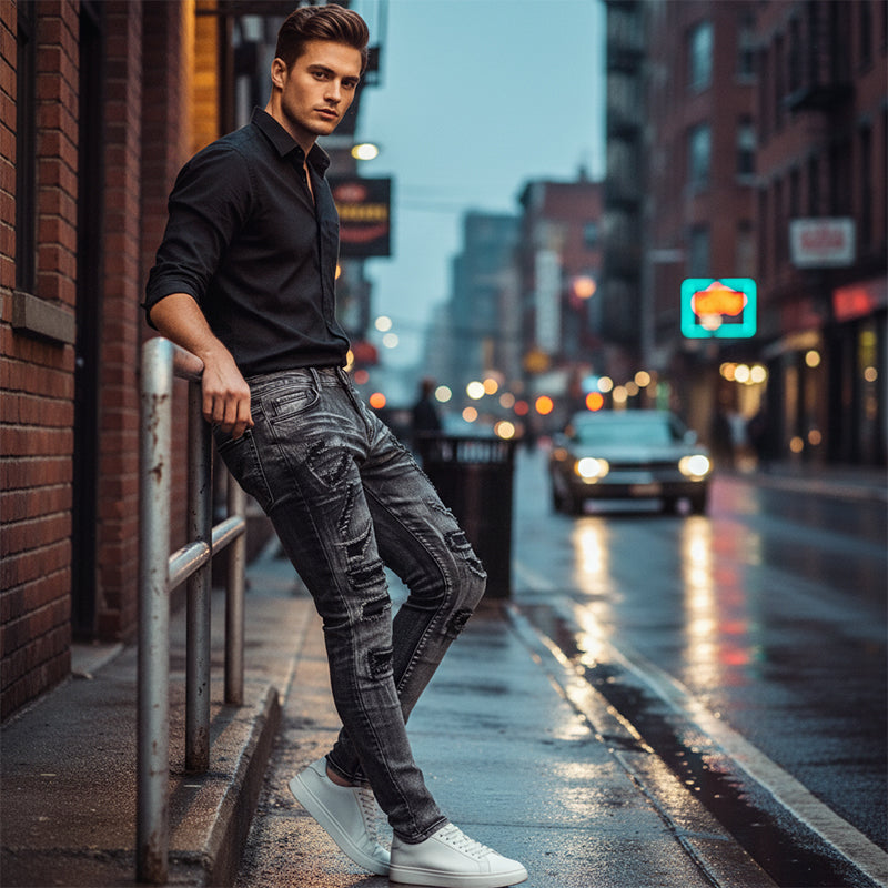 Gluschwein - ✨🔥【Neuheiten 2026】Herren Slim-Fit Destroyed Jeans👖Eine Kombination aus Stil und Komfort