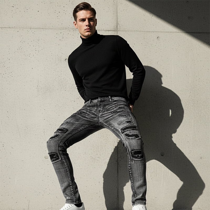 Gluschwein - ✨🔥【Neuheiten 2026】Herren Slim-Fit Destroyed Jeans👖Eine Kombination aus Stil und Komfort
