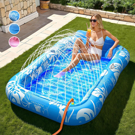 Gluschwein - 💦Aufblasbare Pool-Sonnenliege – mit automatischer Sprühkühlung. Abnehmbares Kissen, Getränkehalter und Sicherheitsgriffe. Geeignet für 2 Erwachsene (bis 159 kg). Ideal für Garten oder Strand! 🏖️🌞