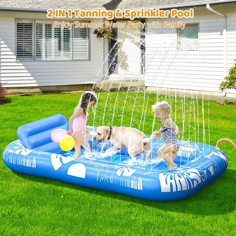 💦Aufblasbare Pool-Sonnenliege – mit automatischer Sprühkühlung. Abnehmbares Kissen, Getränkehalter und Sicherheitsgriffe. Geeignet für 2 Erwachsene (bis 159 kg). Ideal für Garten oder Strand! 🏖️🌞