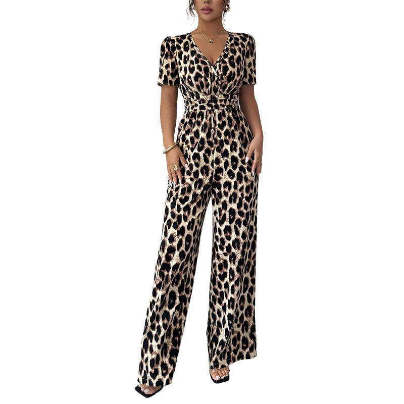 Gluschwein - 👗 50% RABATT! 🐆 Leoparden-Jumpsuit – V-Ausschnitt, Tailliert & Weites Bein Im Retro Y2K Style Für Einen Trendigen Look 💃
