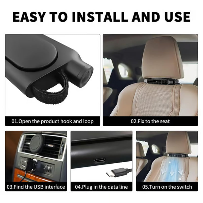 Gluschwein - USB Car Headrest Cooling Fan with 3 Speeds