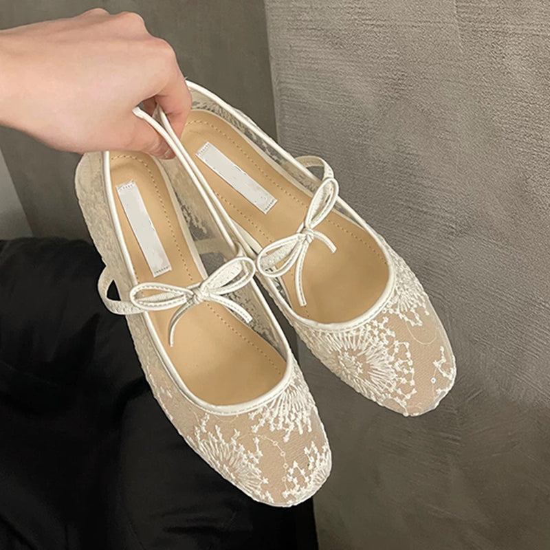 Gluschwein - ✨🎀Elegante Ballerinas aus Mesh mit Schleife