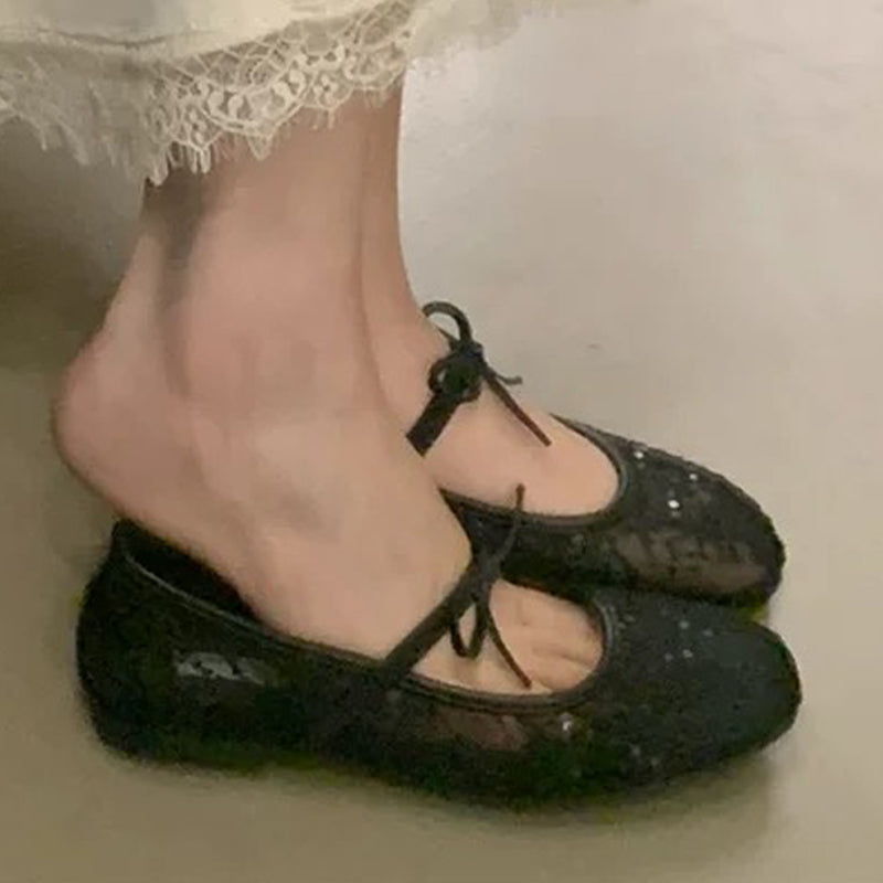 Gluschwein - ✨🎀Elegante Ballerinas aus Mesh mit Schleife