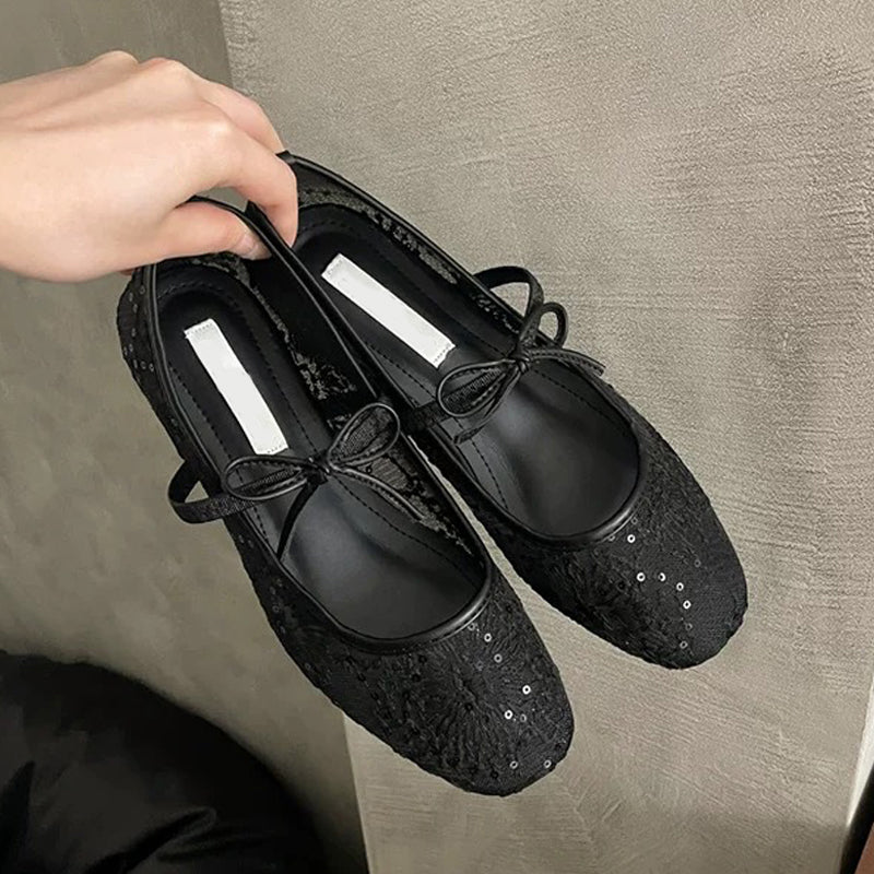 Gluschwein - ✨🎀Elegante Ballerinas aus Mesh mit Schleife