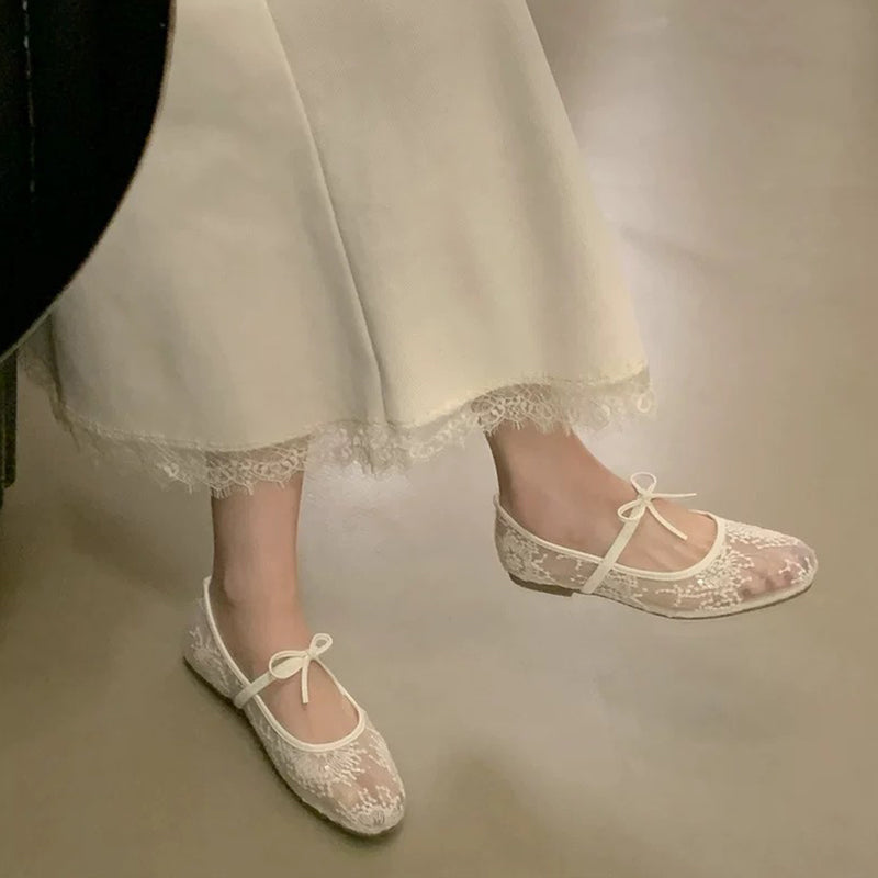 Gluschwein - ✨🎀Elegante Ballerinas aus Mesh mit Schleife