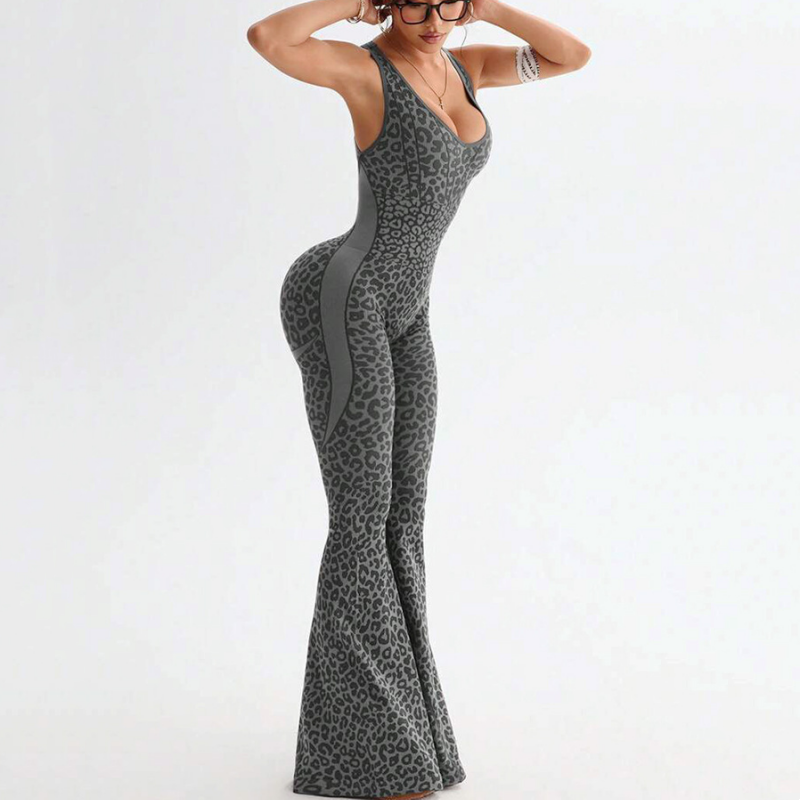 Gluschwein - 🔥Neuheit 2026🔥 Trainings-Jumpsuit für Damen mit Leopardenmuster und integriertem BH