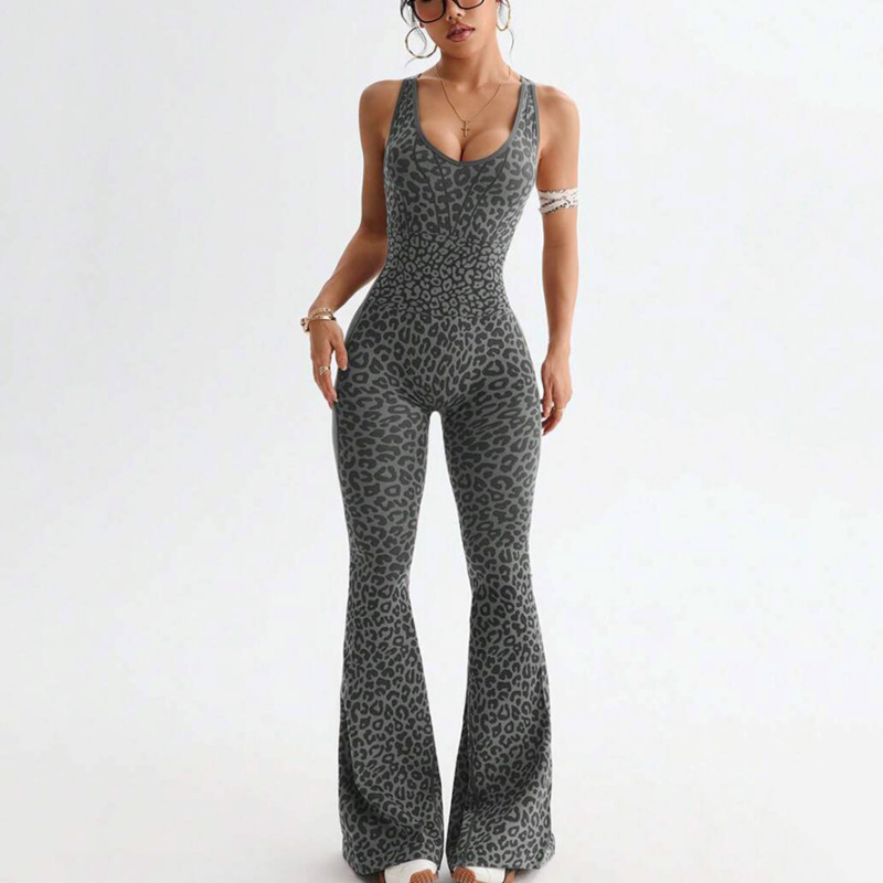 Gluschwein - 🔥Neuheit 2026🔥 Trainings-Jumpsuit für Damen mit Leopardenmuster und integriertem BH