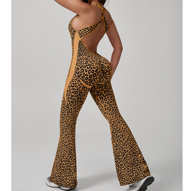 Gluschwein - 🔥Neuheit 2026🔥 Trainings-Jumpsuit für Damen mit Leopardenmuster und integriertem BH