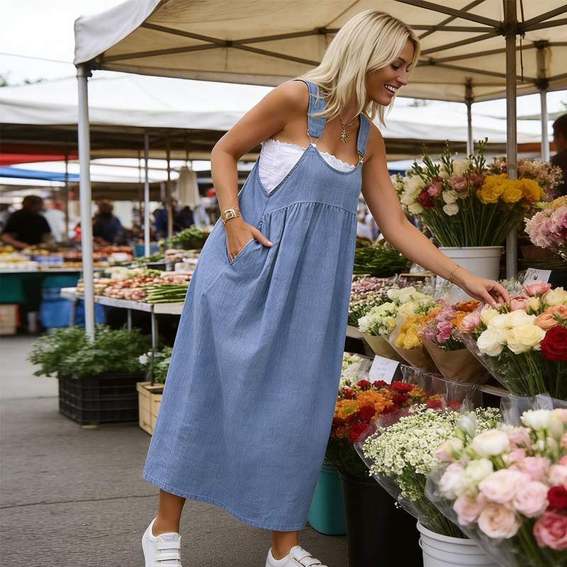 👗 JETZT 52 % RABATT! 🌸Ein locker sitzendes, federleichtes Kleid ☁️ Leicht, atmungsaktiv und nicht stickig 🌬️ Mit versteckter, großer Tasche 📱
