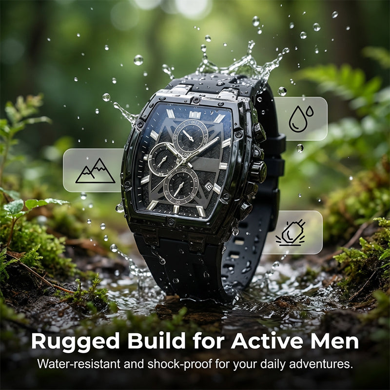 Gluschwein - ⌚ 50% RABATT! 🔥 Moderne Fassförmige Gehäuseuhr für Männer – Elegantes Design, Präzises Quarzwerk & Zeitloser Stil ✨