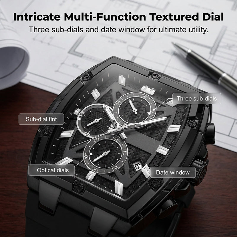 Gluschwein - ⌚ 50% RABATT! 🔥 Moderne Fassförmige Gehäuseuhr für Männer – Elegantes Design, Präzises Quarzwerk & Zeitloser Stil ✨