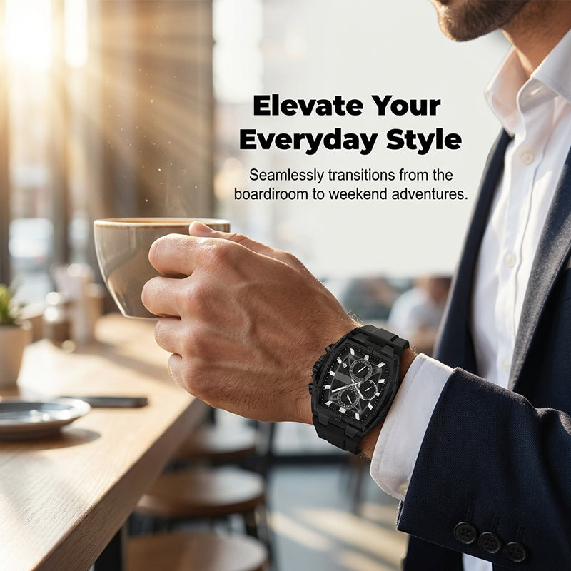 Gluschwein - ⌚ 50% RABATT! 🔥 Moderne Fassförmige Gehäuseuhr für Männer – Elegantes Design, Präzises Quarzwerk & Zeitloser Stil ✨