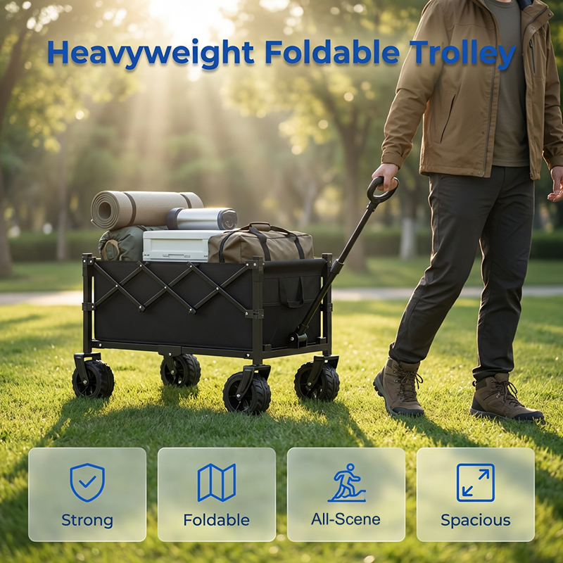 Gluschwein - ⌛ Nur noch 3 Tage – 50 % auf alles! ⏰Faltbarer Bollerwagen – Großes Volumen, Outdoor Camping Handwagen, Leicht & Tragbar