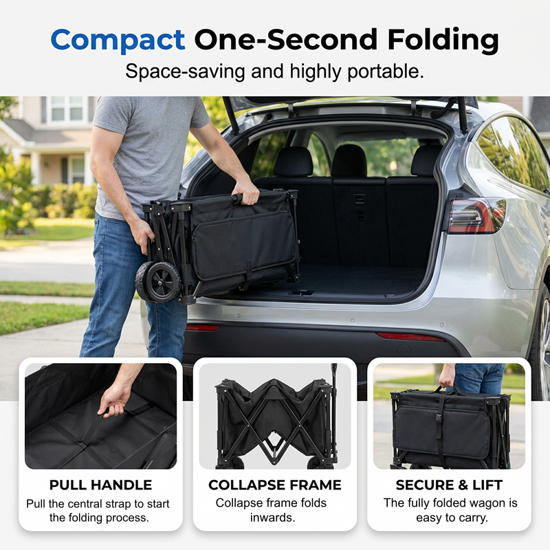 Gluschwein - ⌛ Nur noch 3 Tage – 50 % auf alles! ⏰Faltbarer Bollerwagen – Großes Volumen, Outdoor Camping Handwagen, Leicht & Tragbar