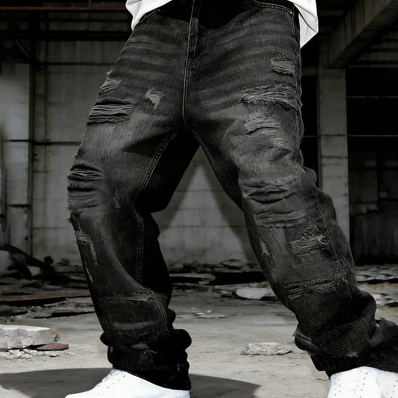 🔥Solange der Vorrat reicht 40 % Rabatt!🎉Lässige Jeans mit geradem Bein und Aufnähern
