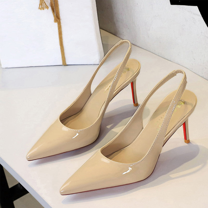 Gluschwein - 💎50% Rabatt💥👠Lackleder-Stilettos mit spitzer Zehenpartie und Fersenriemen für Damen💃Ich bin die Königin – ich strahle vor Selbstbewusstsein