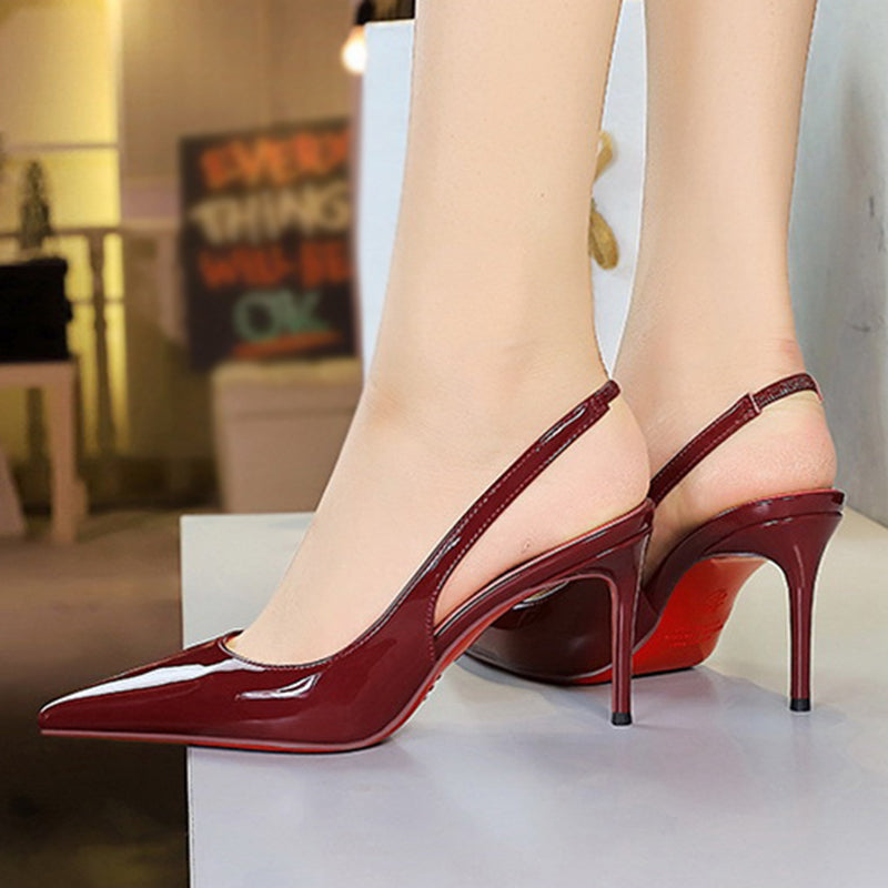 Gluschwein - 💎50% Rabatt💥👠Lackleder-Stilettos mit spitzer Zehenpartie und Fersenriemen für Damen💃Ich bin die Königin – ich strahle vor Selbstbewusstsein