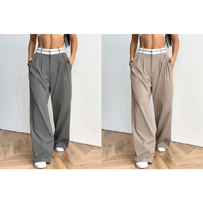 Gluschwein - 🔥Designer-Modell! Damen weite Anzughose – mit farbigem Kontrastgürtel | Leichter, fließender Stoff | Tragbar das ganze Jahr über ✨