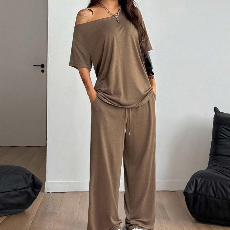 Gluschwein - 🔥Solange der Vorrat reicht 40 % Rabatt!💃 2-teiliges Set – Schulterfreies Oberteil und Hose für Damen 🌟