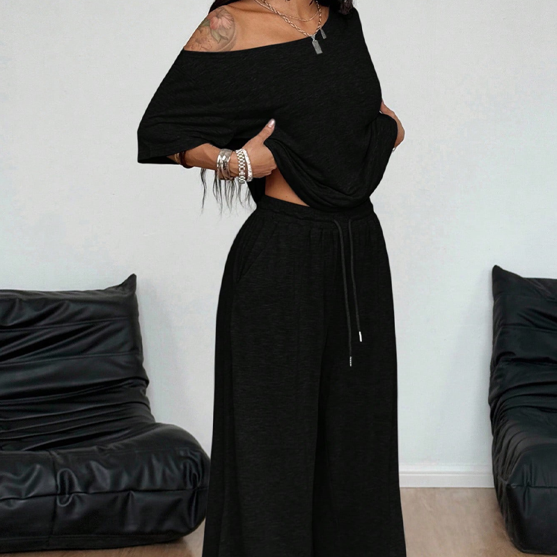 Gluschwein - 🔥Solange der Vorrat reicht 40 % Rabatt!💃 2-teiliges Set – Schulterfreies Oberteil und Hose für Damen 🌟