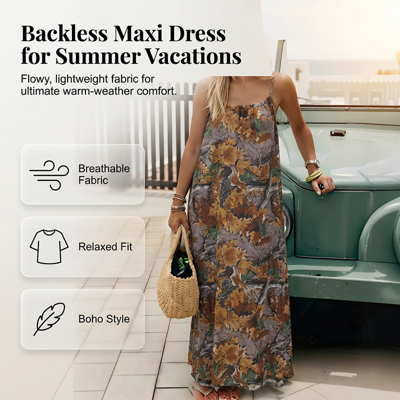 Gluschwein - Women's Summer Backless Spaghetti Strap Maxi Dress
