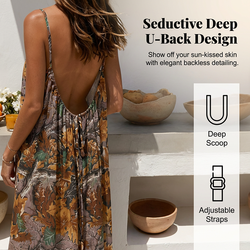 Gluschwein - Women's Summer Backless Spaghetti Strap Maxi Dress